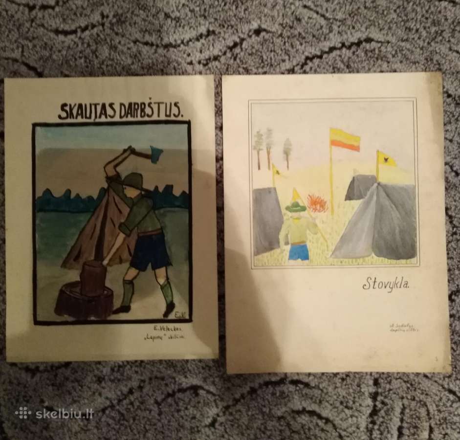Tarpukario skautų piešiniai ir įstatai - nuotraukos Nr. 2