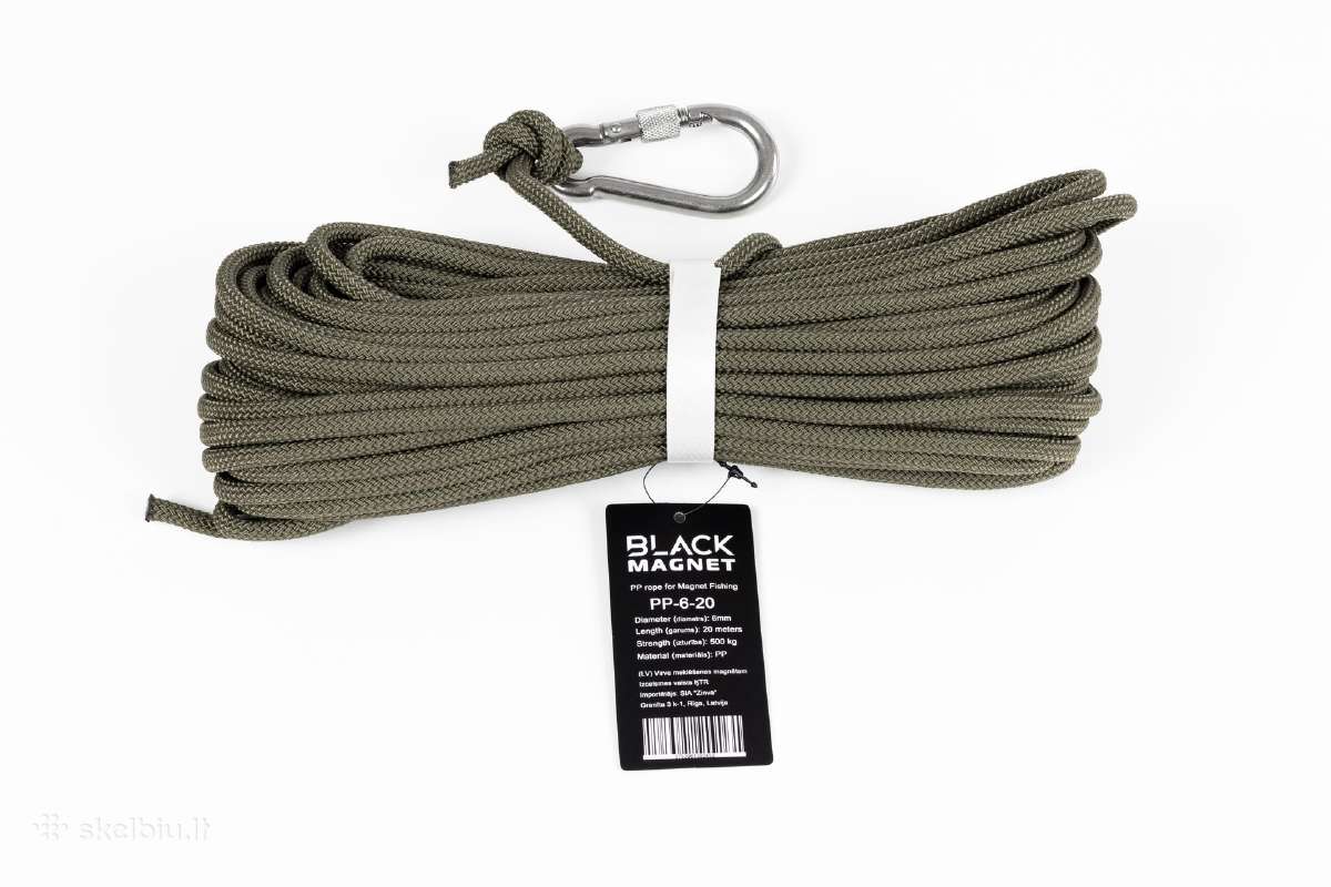 6 mm virvė paieškos magnetui Black Magnet