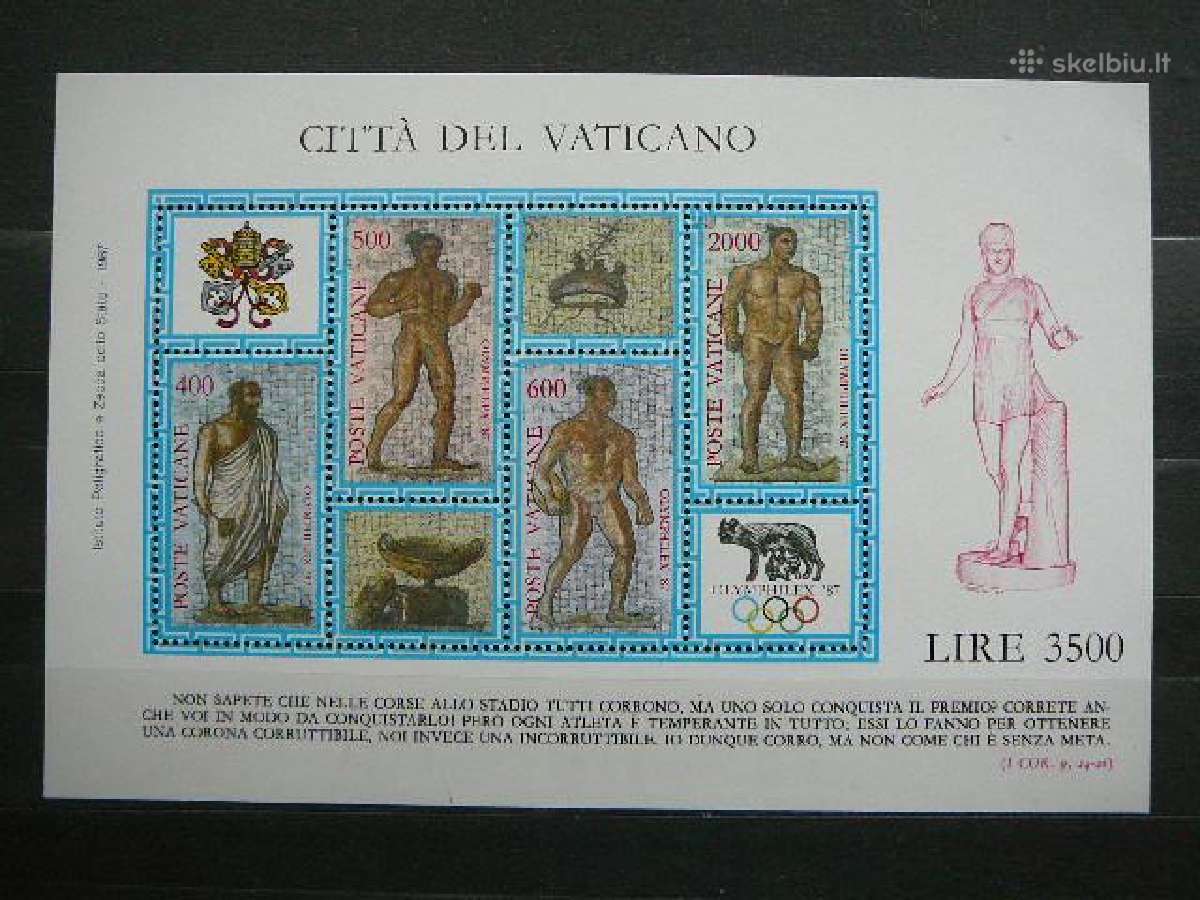 Mozaika Vatikanas 1987 svarus mnh vt920s
