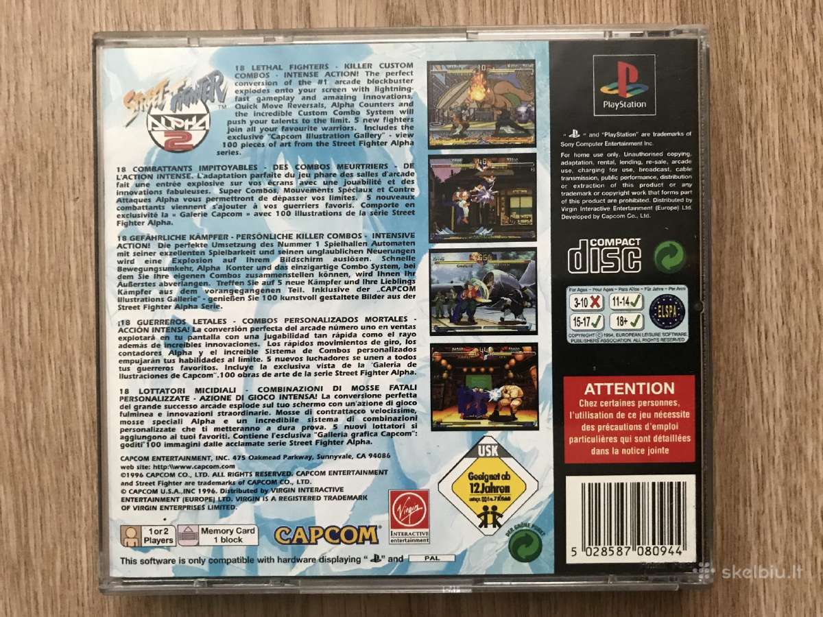 Street fighter alpha 2 pal, ps1, ps2, PS3. - nuotraukos Nr. 2