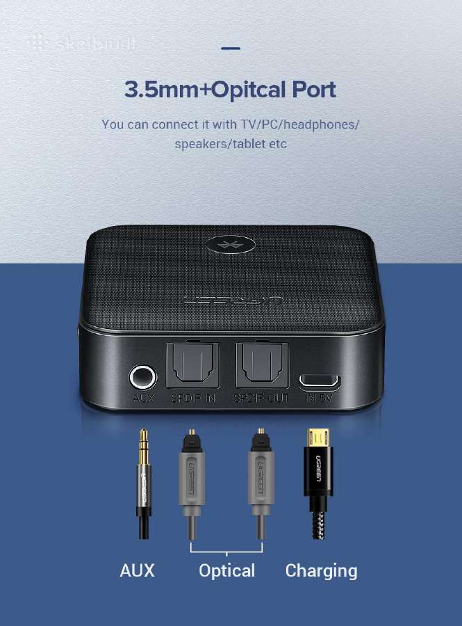 Bluetooth 5.0 (aptx HD)adapteris Imtuvas-siųstuvas - nuotraukos Nr. 2