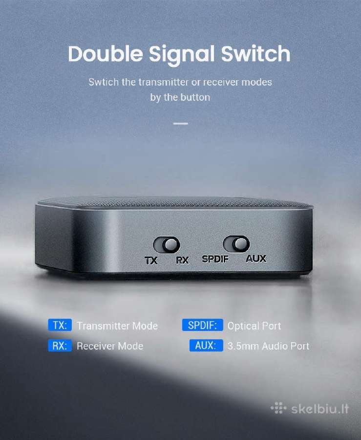 Bluetooth 5.0 (aptx HD)adapteris Imtuvas-siųstuvas - nuotraukos Nr. 3