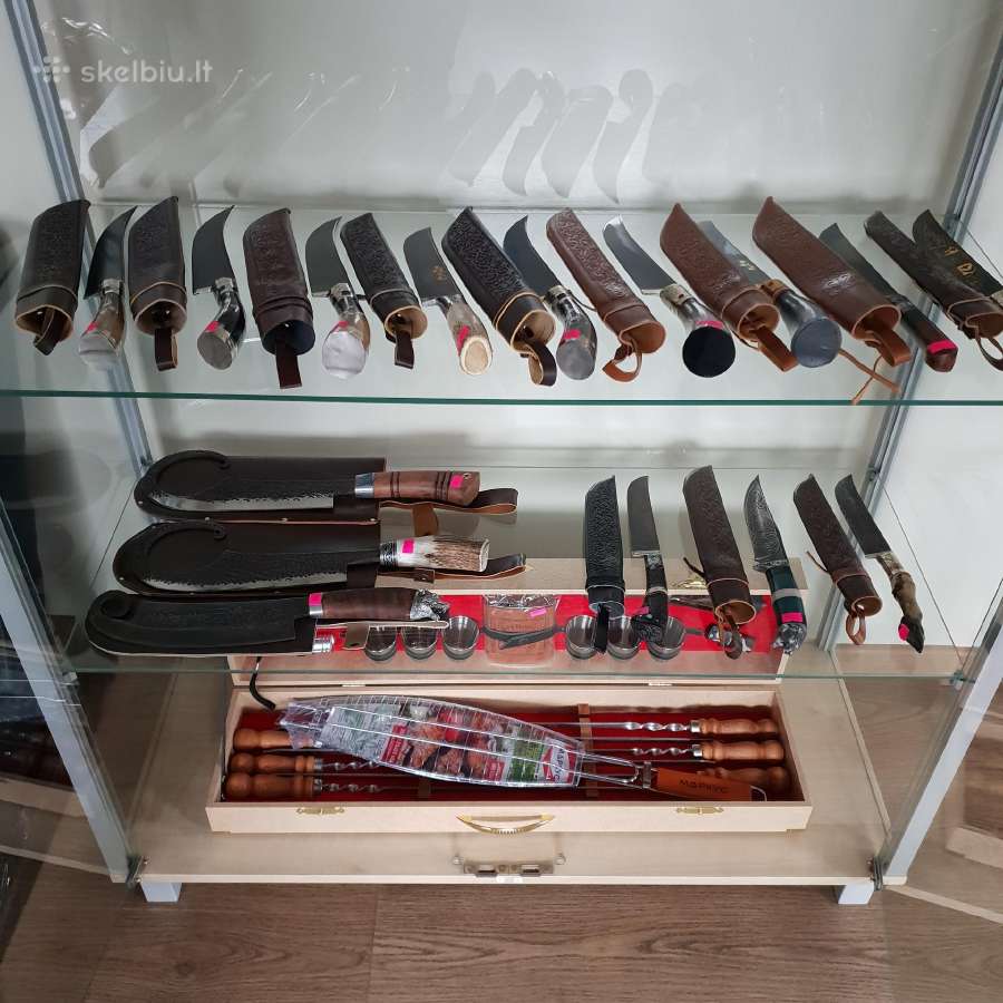 Medžiokliniai, Damasko rankų darbo peiliai,iešmai - nuotraukos Nr. 13