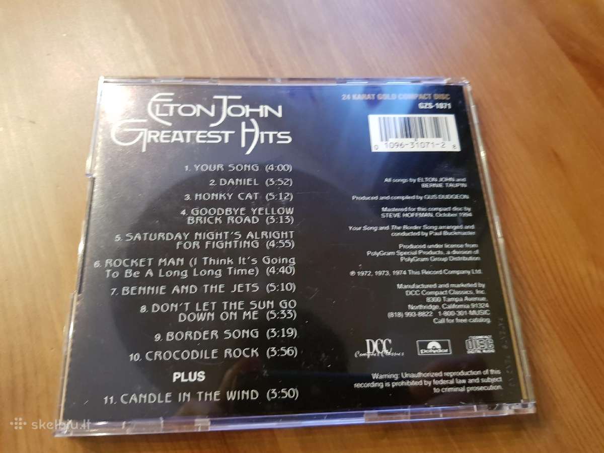 Elton John Greatest Hits (1994, 24 K Gold, CD) - nuotraukos Nr. 4