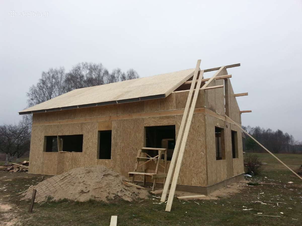 Medinių karkasinių ir Sip skydų namų statyba - nuotraukos Nr. 6