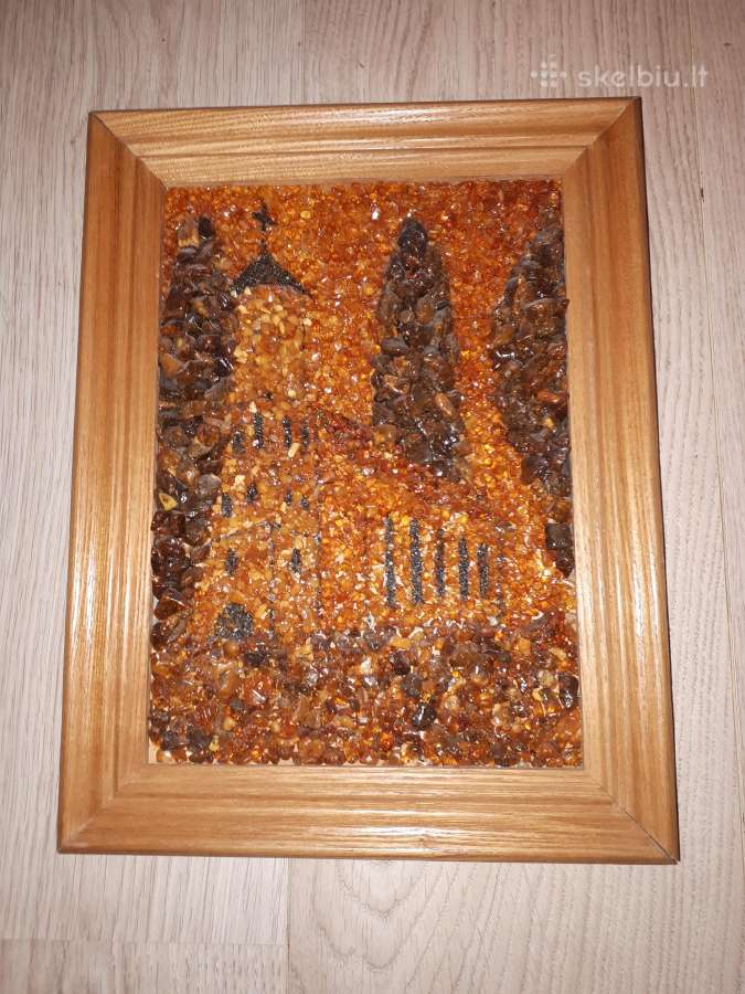 Paveikslas iš gintaro "Vilniaus katedra"