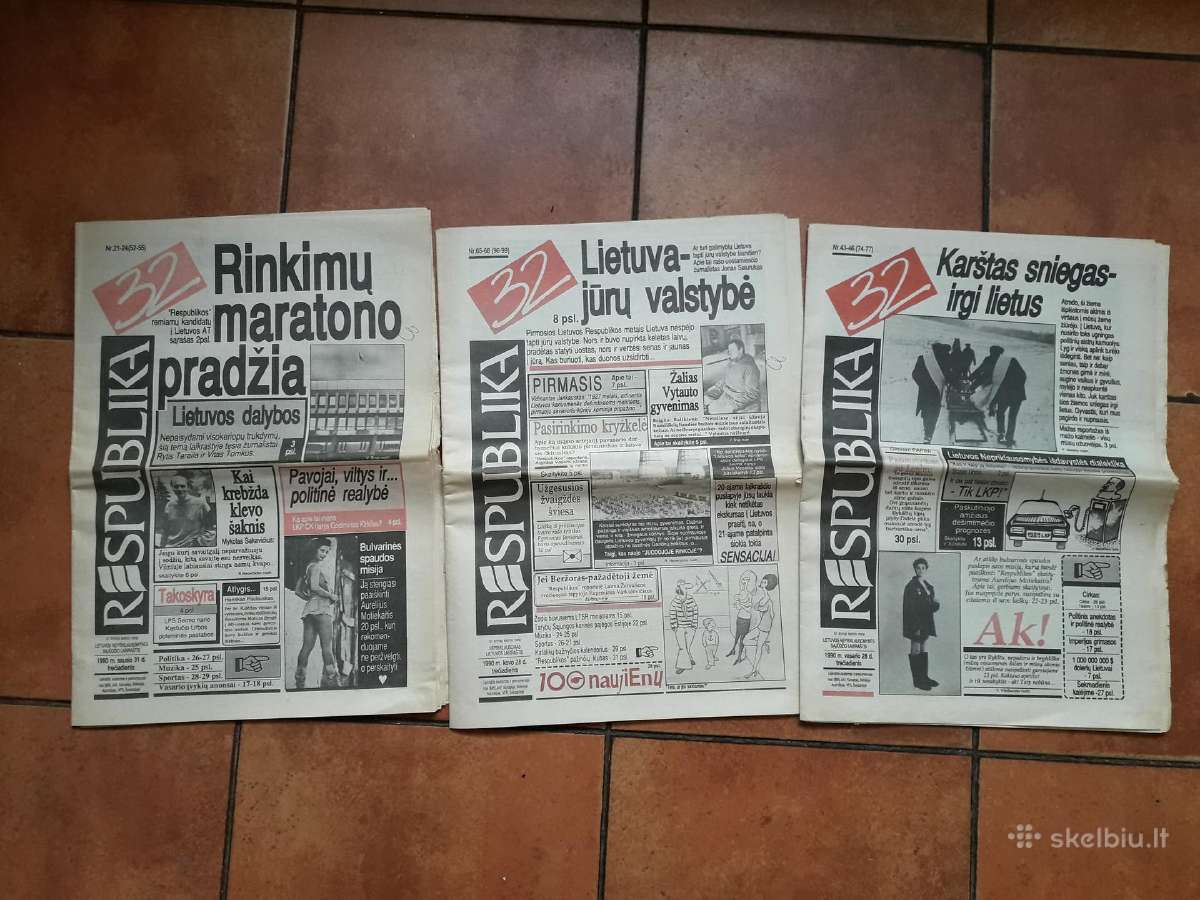 1990-1991 metų "Respublikos" bulvar. laikraščiai