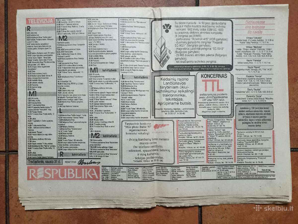 1990-1991 metų "Respublikos" bulvar. laikraščiai - nuotraukos Nr. 19