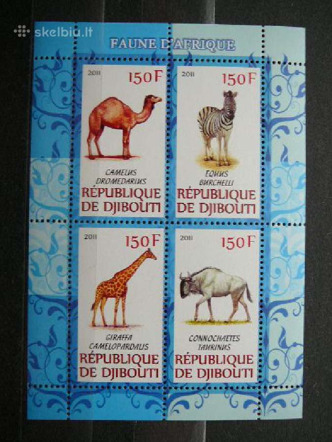Kupranugariai Zirafos Zebrai Dzibutis 2011 s975a/b