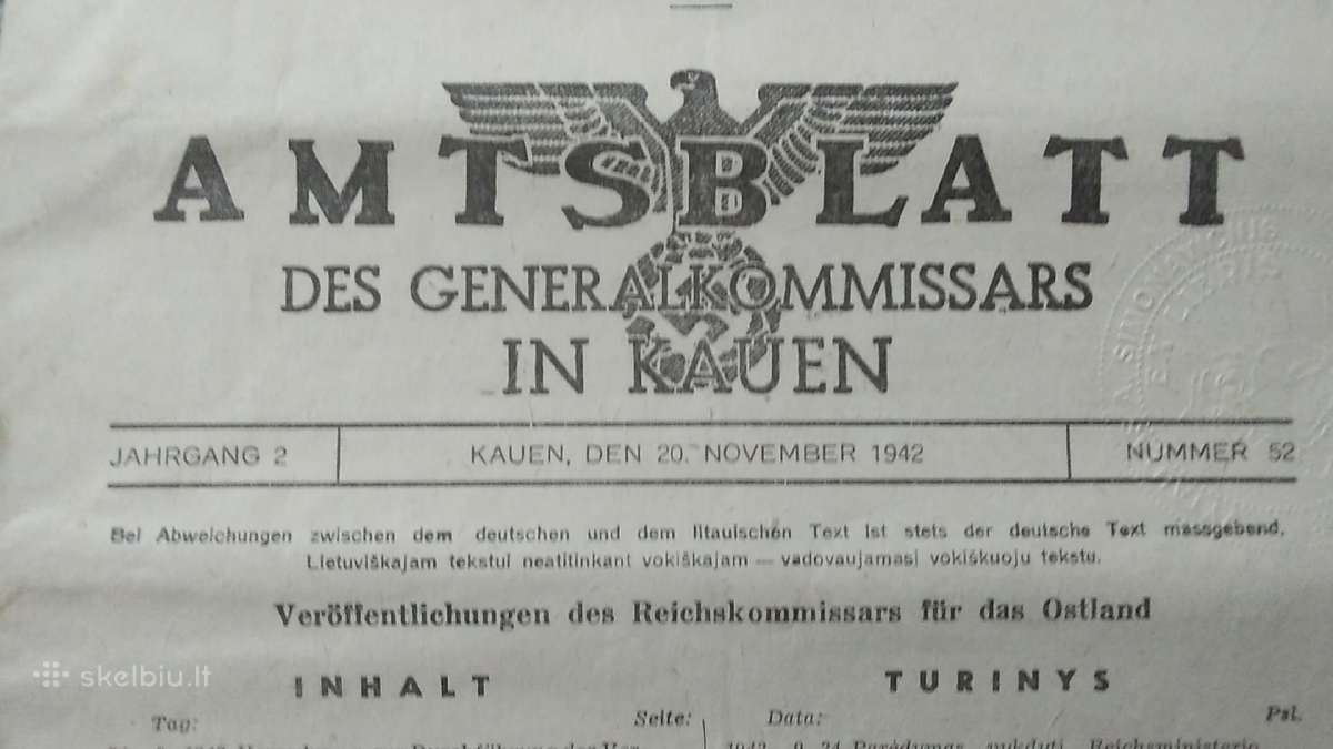 1942 m. Reichs komisaro nutarimai Kaune