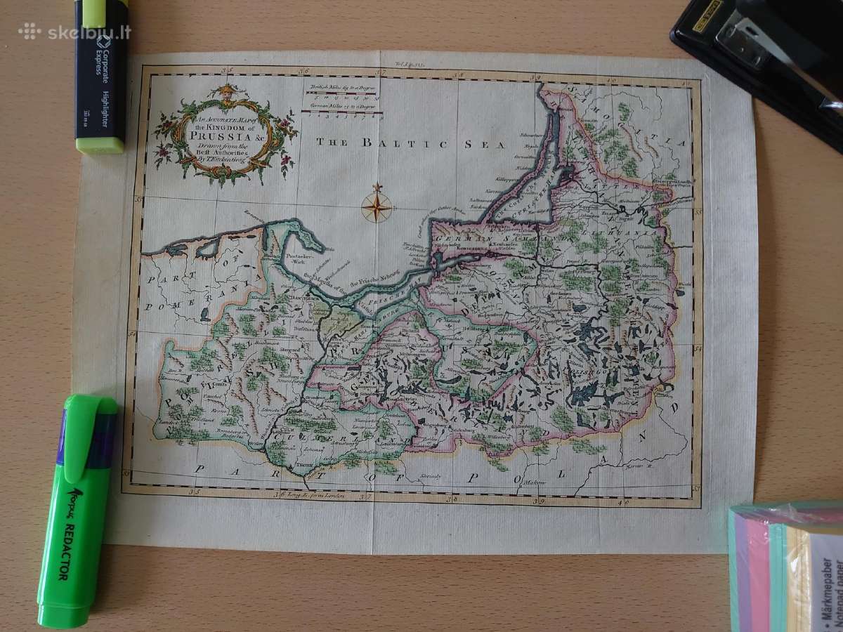 Originalus 1762 m. Prūsijos žemėlapis