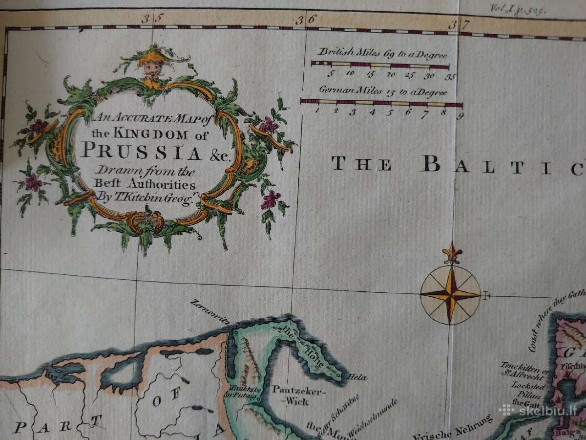 Originalus 1762 m. Prūsijos žemėlapis - nuotraukos Nr. 4