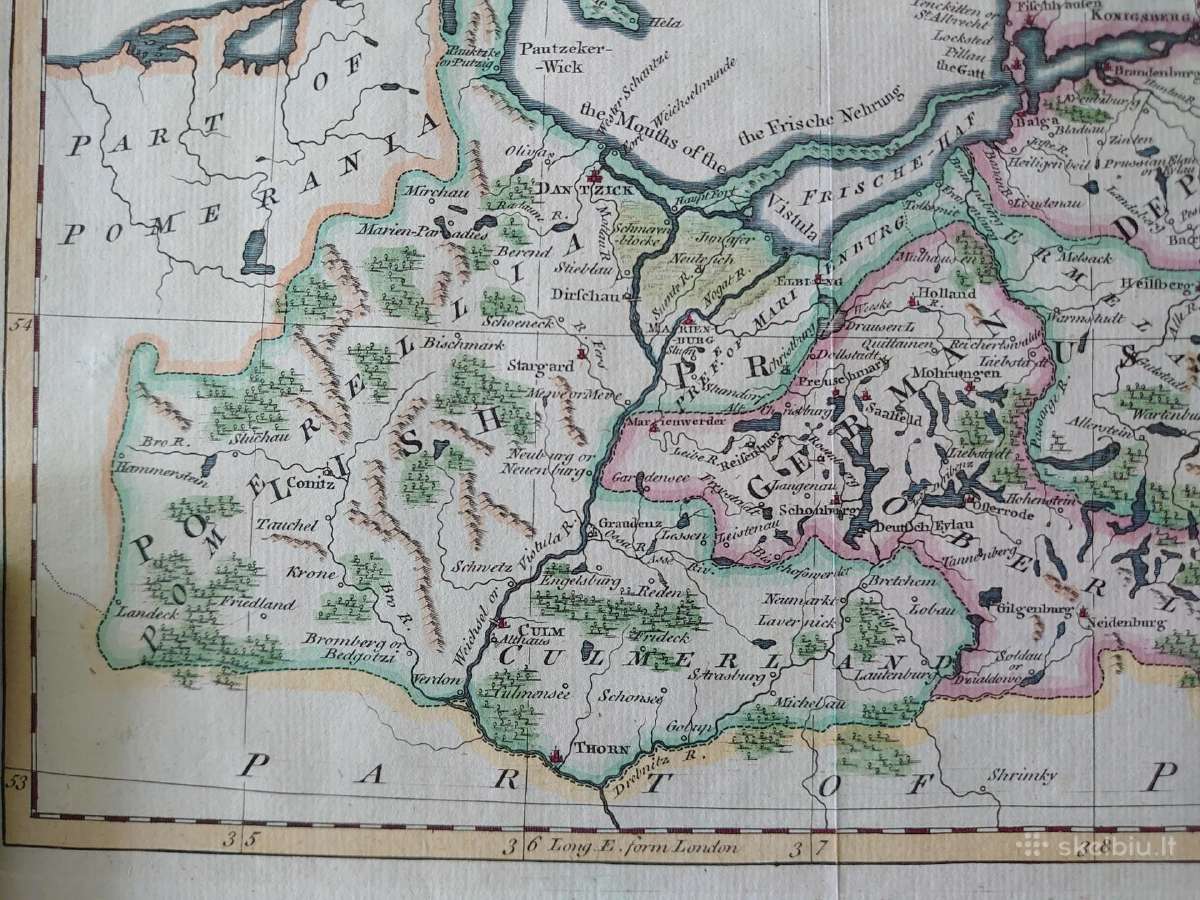 Originalus 1762 m. Prūsijos žemėlapis - nuotraukos Nr. 5