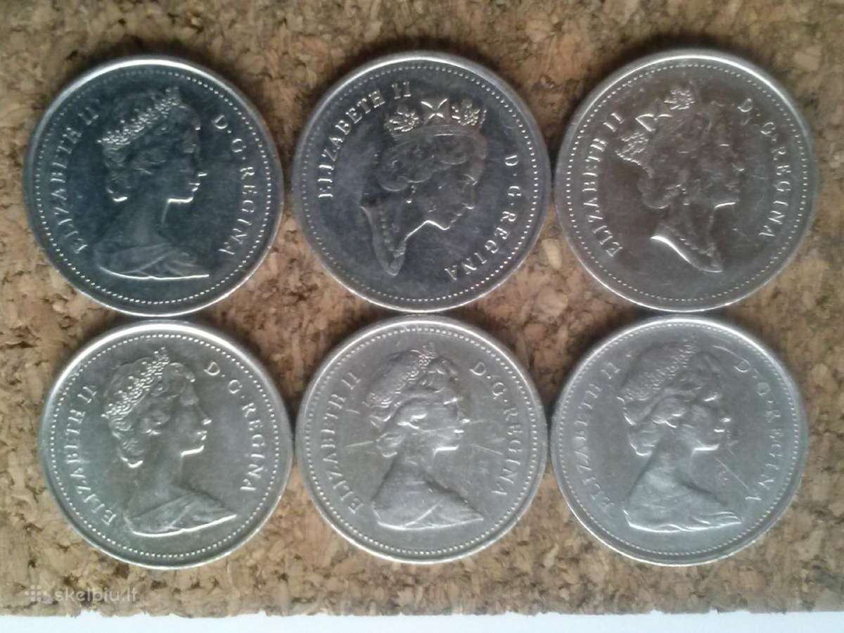 Monetos.canada 25 centai 1975-1995m.