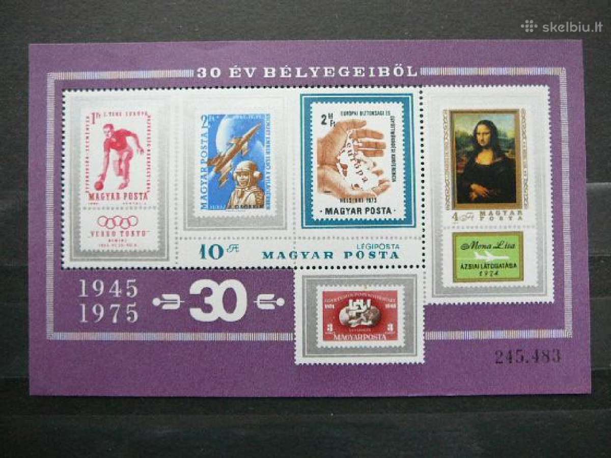 Pasto zenklai Vengrija blokas Mnh v3059