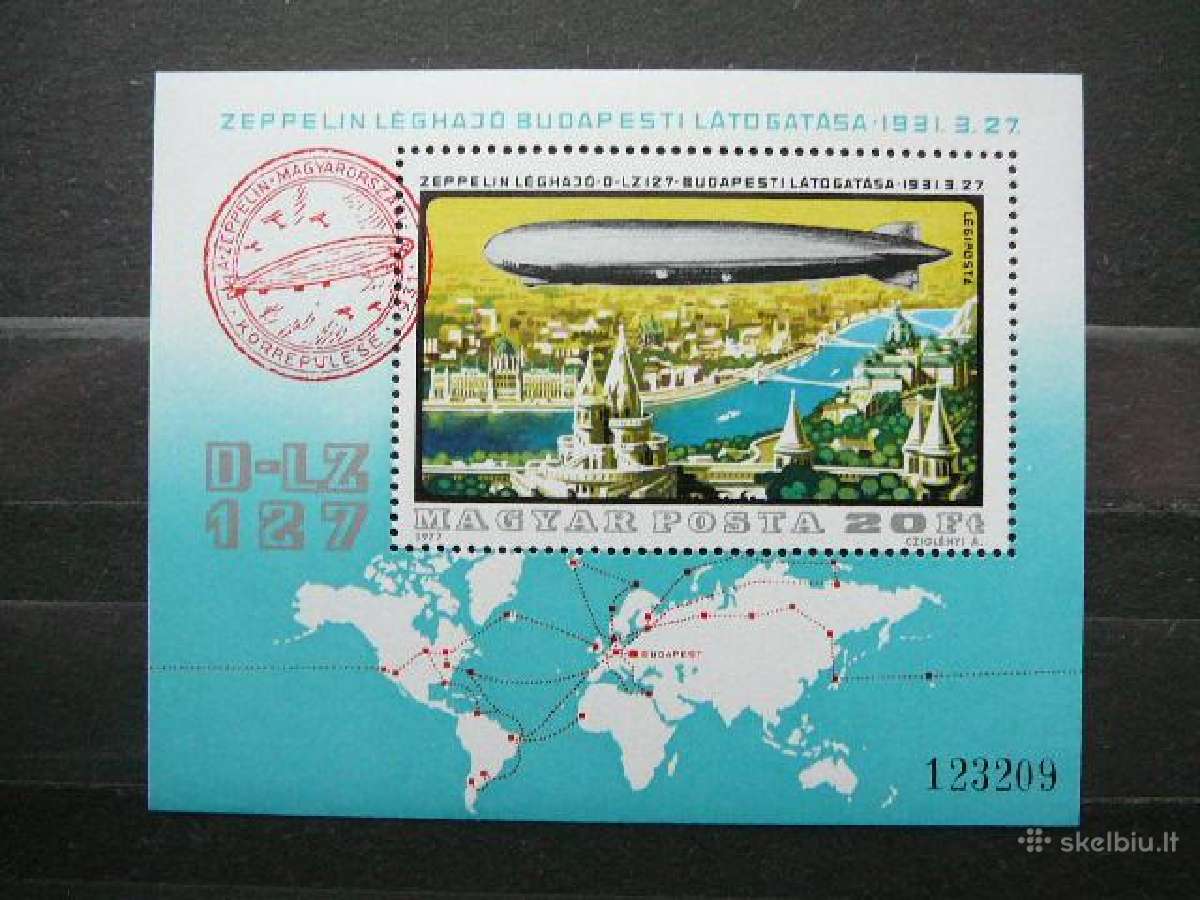 Dirizabliai Lektuvai Vengrija blokas Mnh v3237