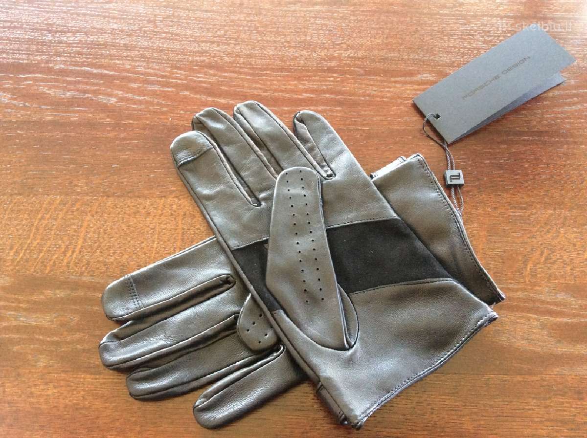 Porsche Mens Gloves- Black Leather - nuotraukos Nr. 2
