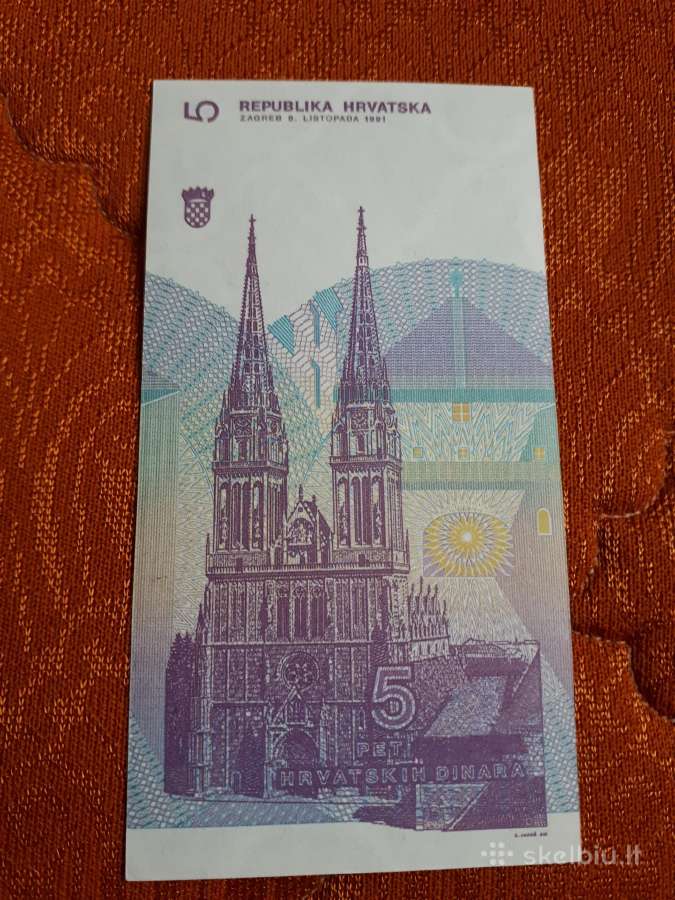 Kroatija 5 Dinarai 1991m. Unc - nuotraukos Nr. 2