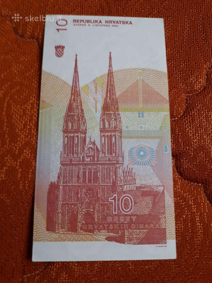 Kroatija 10 Dinarų 1991m. Unc - nuotraukos Nr. 2