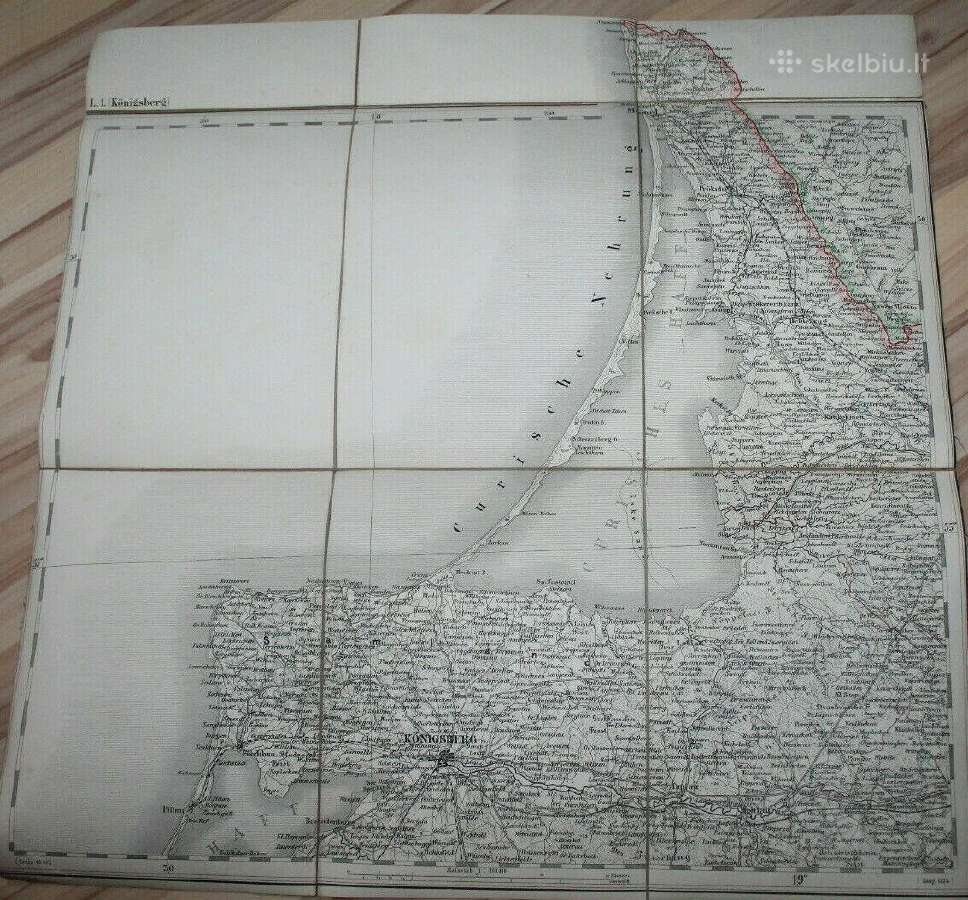 Ostpreussen žemėlapis nuo Konigsberg iki Memel