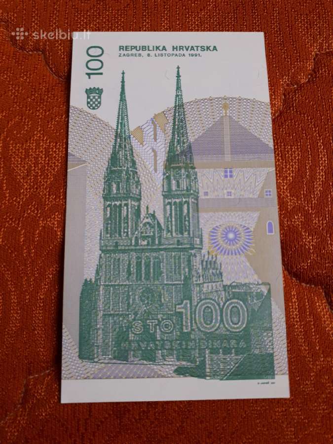 Kroatija 100 Dinarų 1991m. Unc - nuotraukos Nr. 2