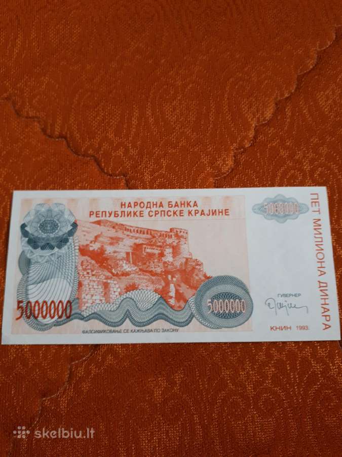 Kroatija 5 000 000 Dinarų 1993m. Unc