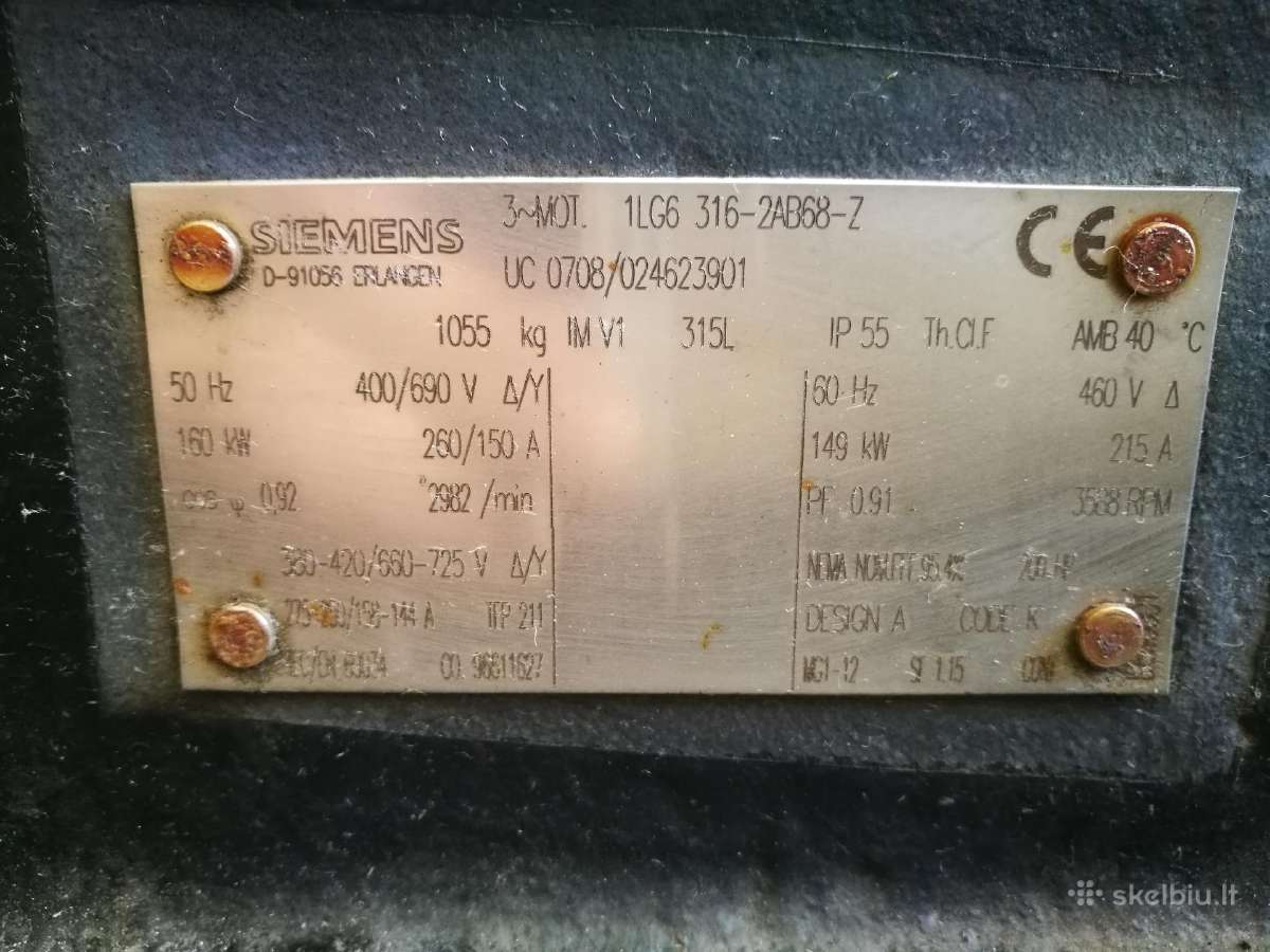 Naujas elektros variklis 160kw, 2982aps/min. - nuotraukos Nr. 4