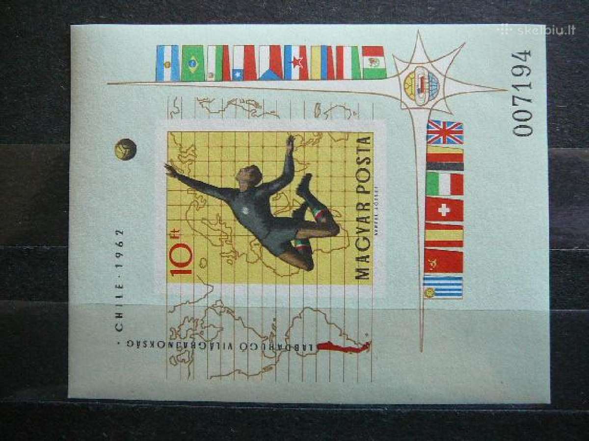 Futbolas Veliavos Vengrija 1962 Mnh v1838b