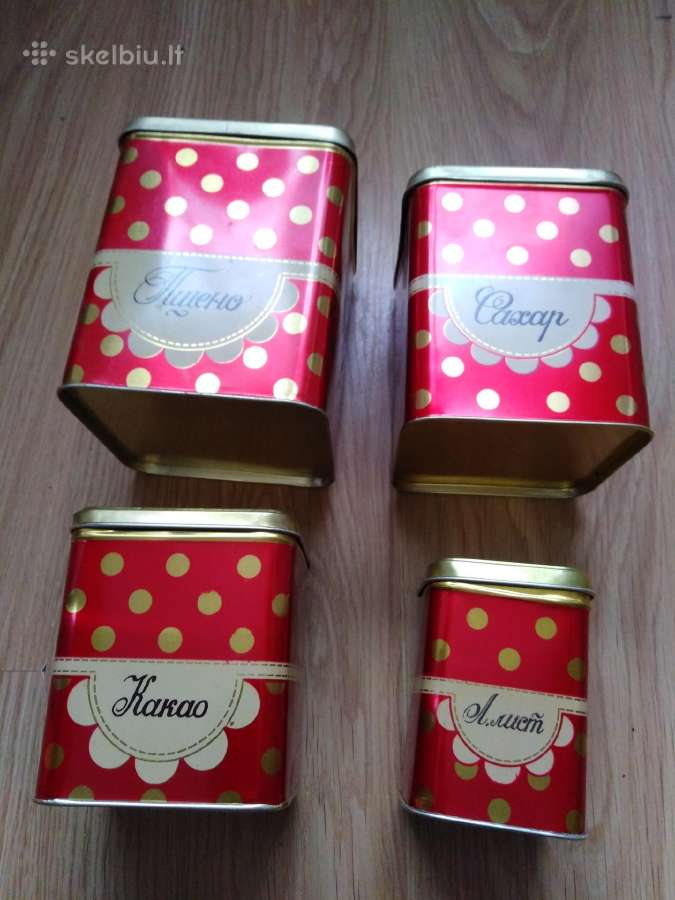 Birių produktų indai 4 Vnt dėžučių nauji