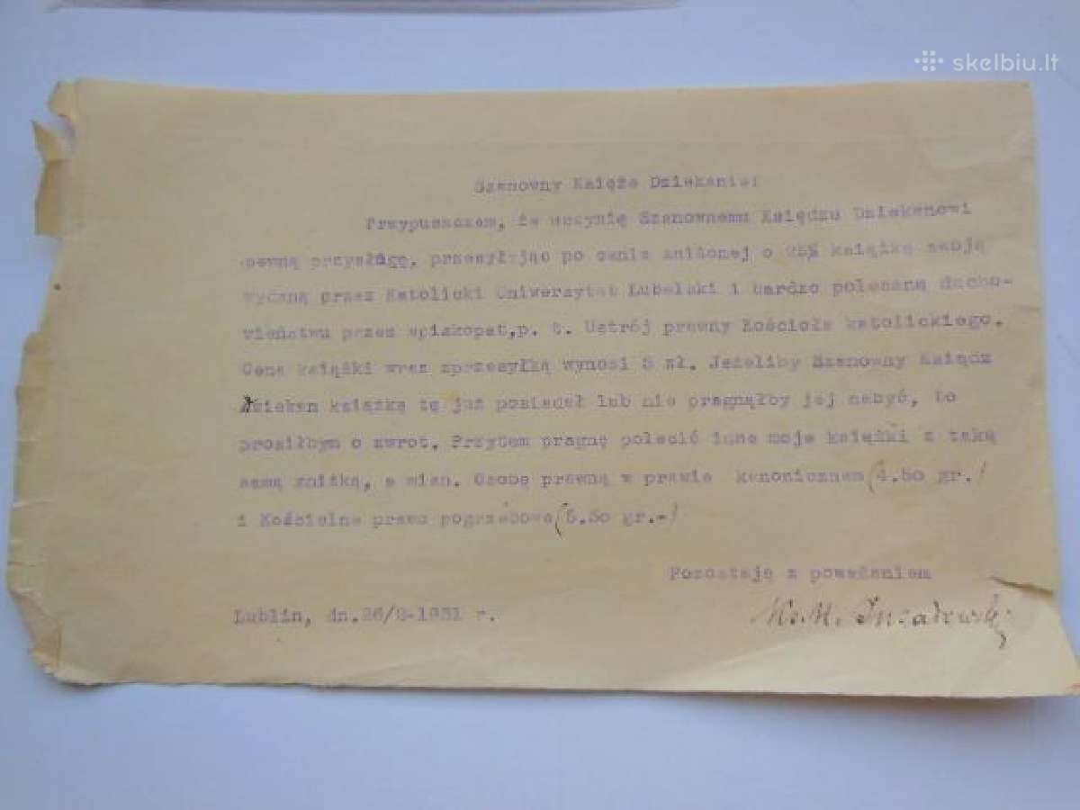 Bažnytinis vekselis ir kunigo laiškas 1931m. - nuotraukos Nr. 9