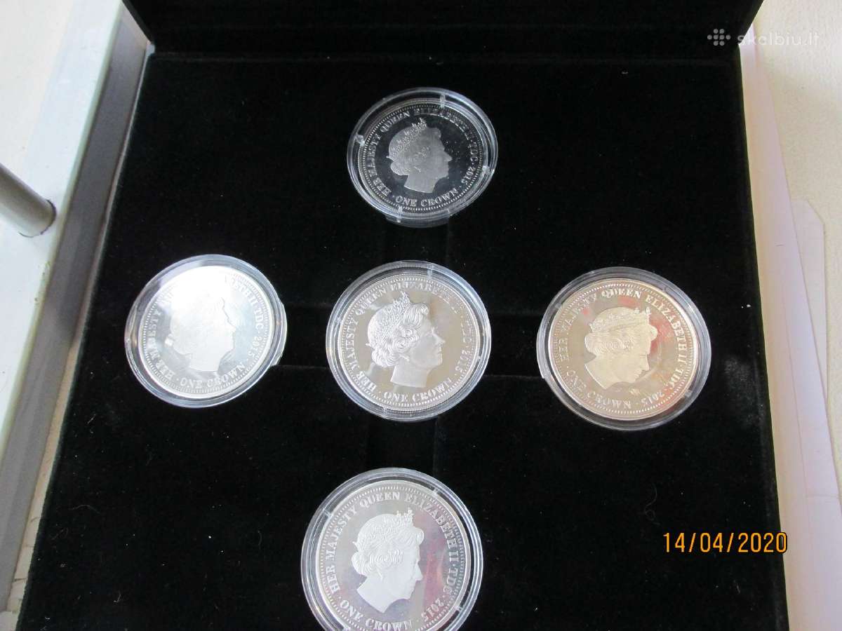 UK 2015 metu sidabro 5 monetu rinkinys -one crown