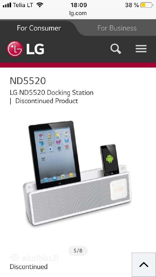 LG Nd5520 kolonėlė/įkrovimo stotelė/fm imtuvas