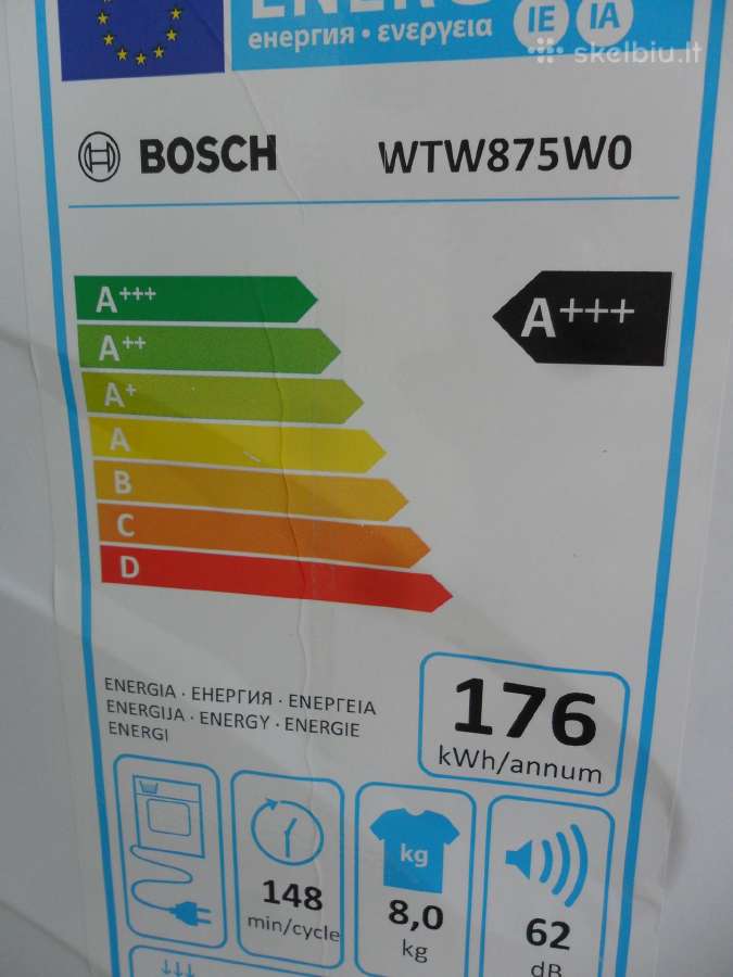 Skalbimo masina ir dziovykle Bosch 8kg - nuotraukos Nr. 6