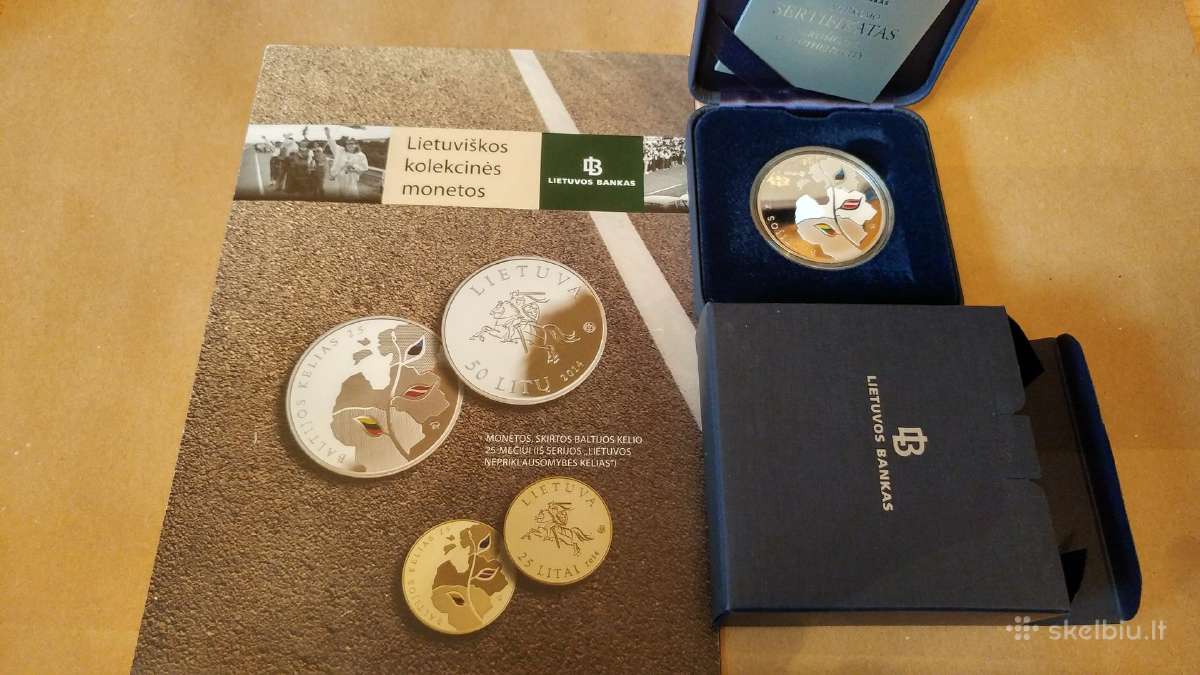 50 litų moneta - Baltijos keliui 25 metai