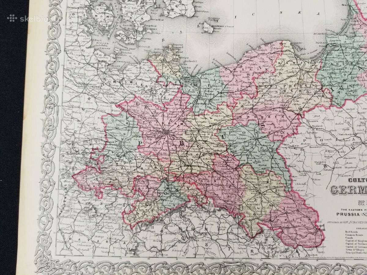 1855 m. Prūsijos originalus žemėlapis - nuotraukos Nr. 2