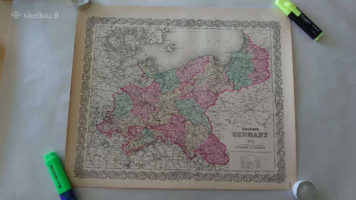 1855 m. Prūsijos originalus žemėlapis - nuotraukos Nr. 5
