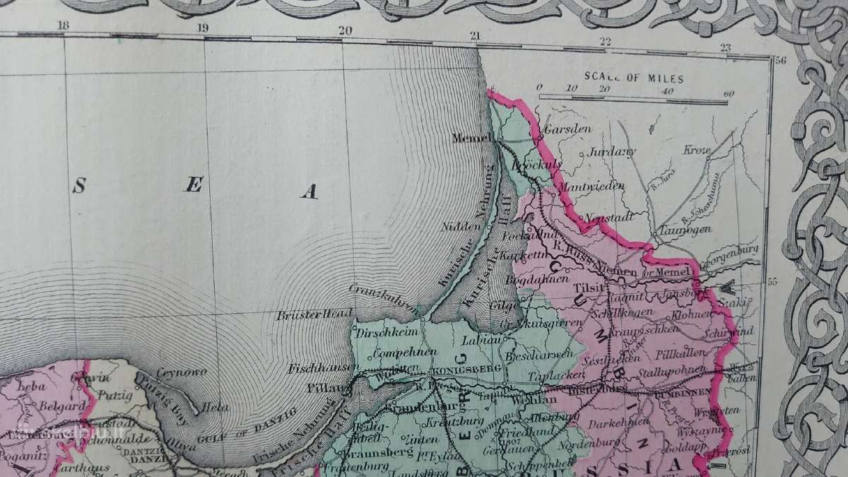 1855 m. Prūsijos originalus žemėlapis - nuotraukos Nr. 6
