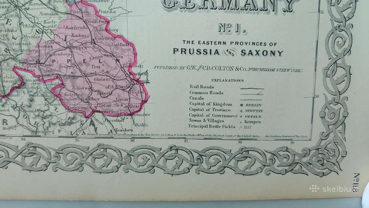 1855 m. Prūsijos originalus žemėlapis - nuotraukos Nr. 7