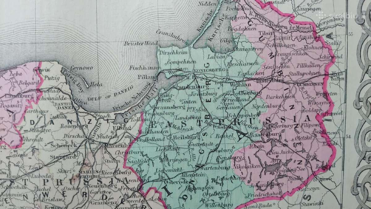 1855 m. Prūsijos originalus žemėlapis - nuotraukos Nr. 10