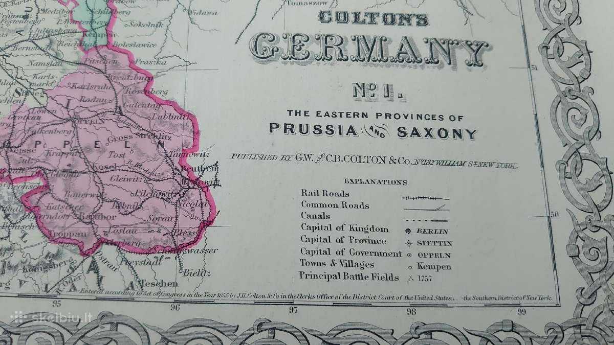 1855 m. Prūsijos originalus žemėlapis - nuotraukos Nr. 20