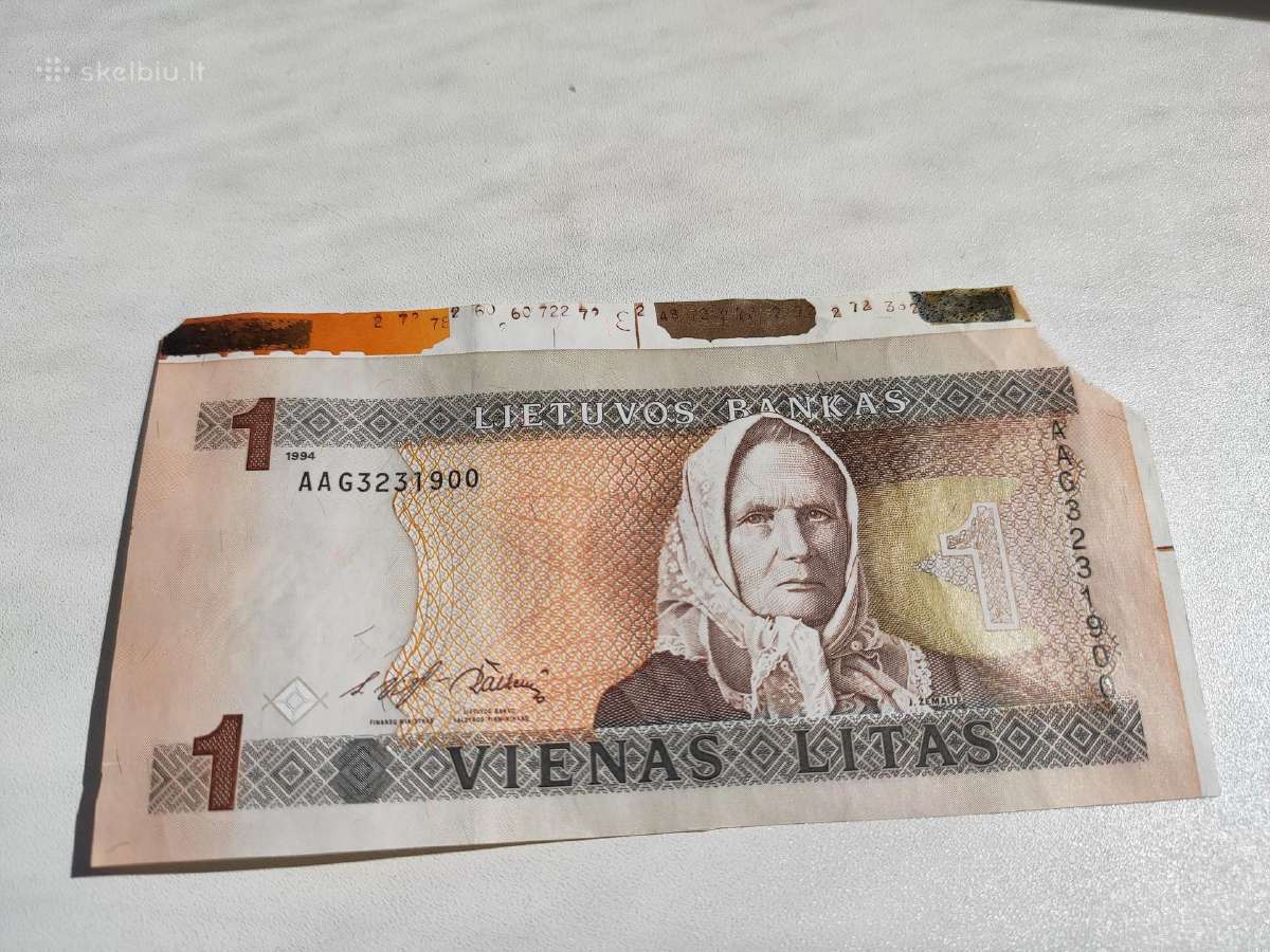1 litas žemaitė su dažu juostele