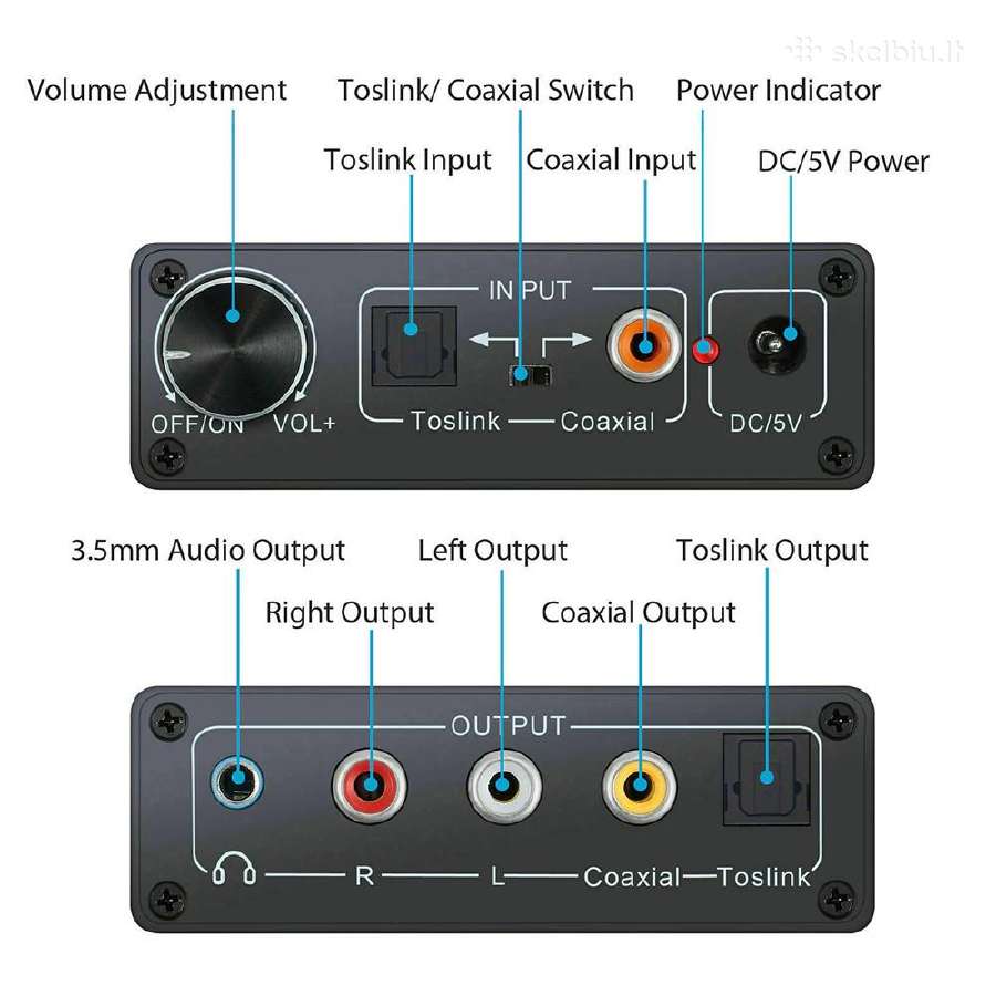 Spdif (Coax, Toslink) į analoginį garsą keitiklis - nuotraukos Nr. 2