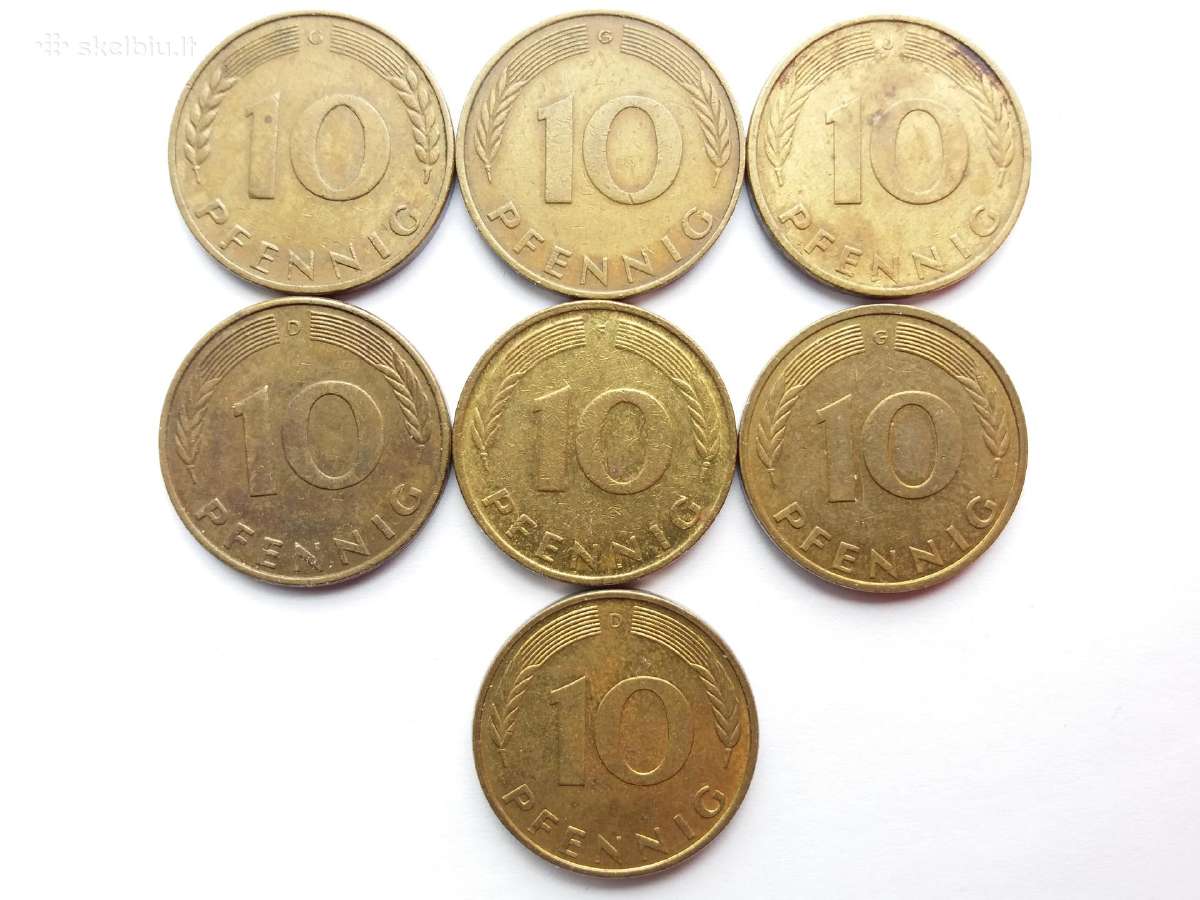 Vokietijos (VFR) 10 pfenigų nominalo monetos - nuotraukos Nr. 11