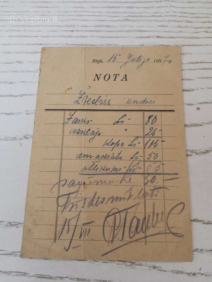1937 m. dokumentas Ryga