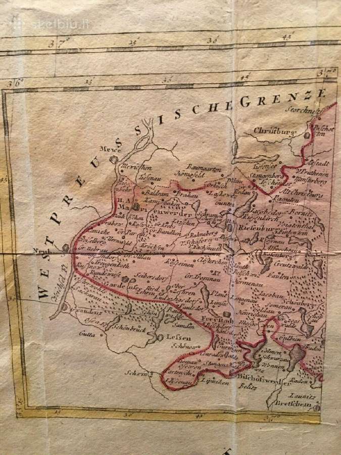 1780 m. originalus Prūsijjos žemėlapis - nuotraukos Nr. 13