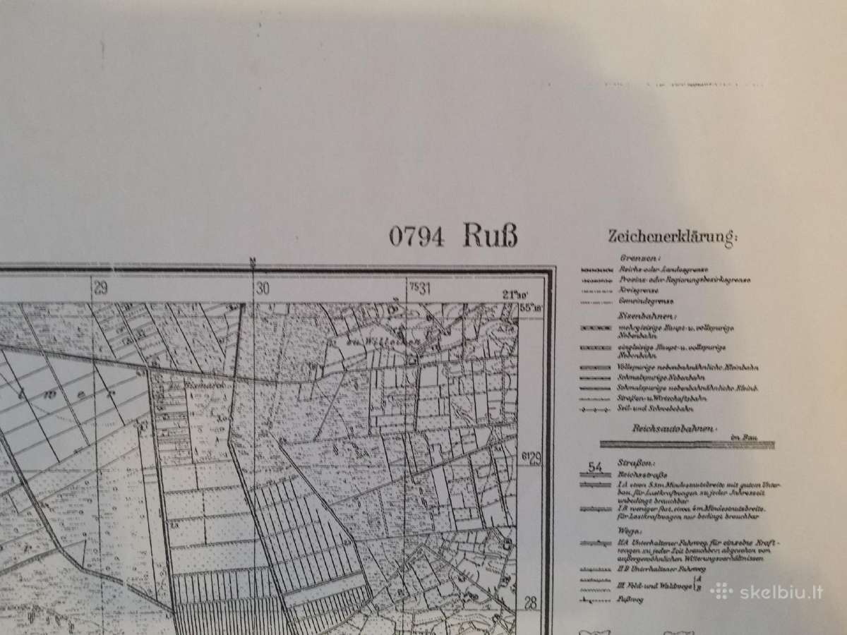 1940 m. Rusnės žemėlapio kopija