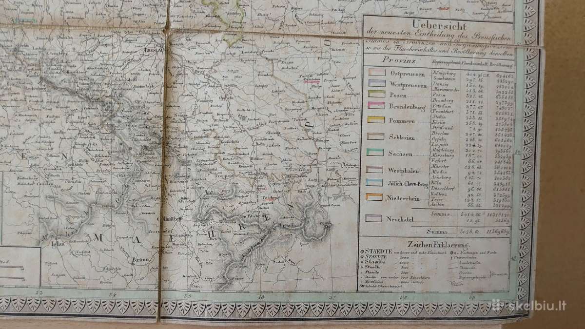 Originalus Prūsijos žemėlapis 1826 m. - nuotraukos Nr. 2