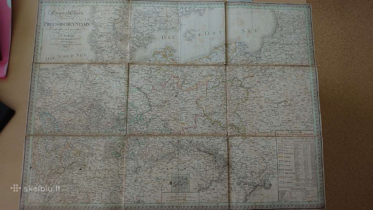 Originalus Prūsijos žemėlapis 1826 m. - nuotraukos Nr. 6