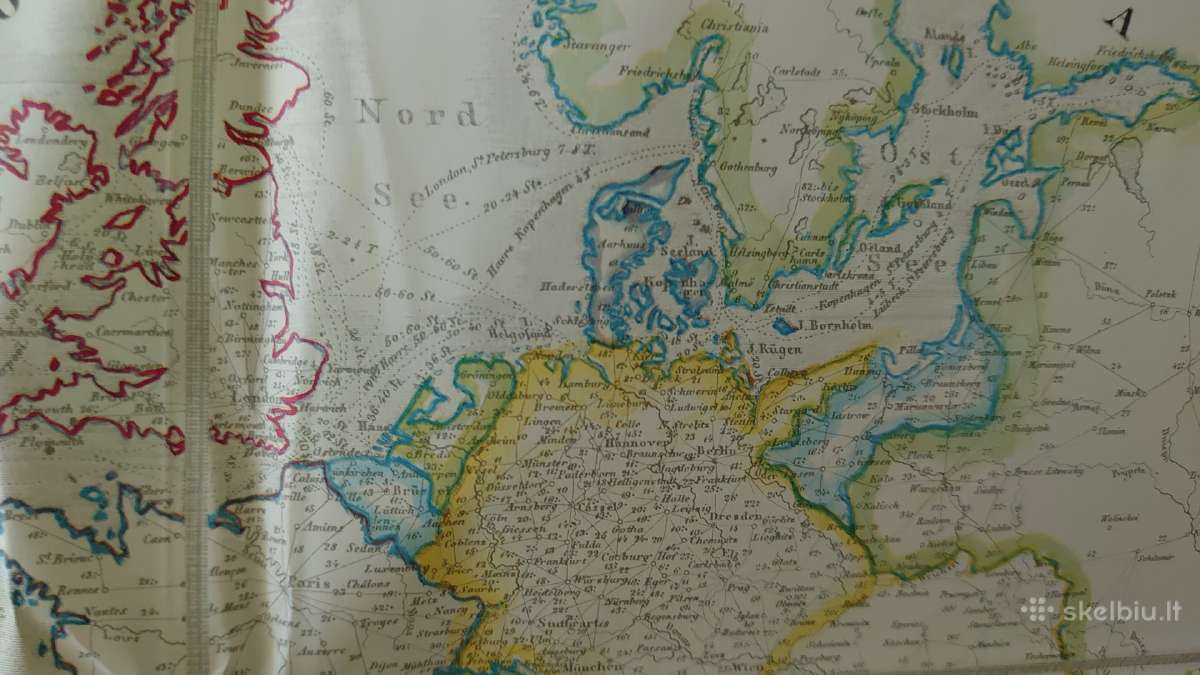 Vokietijos paštų ir kelių žemėlapis 1841 m. - nuotraukos Nr. 3