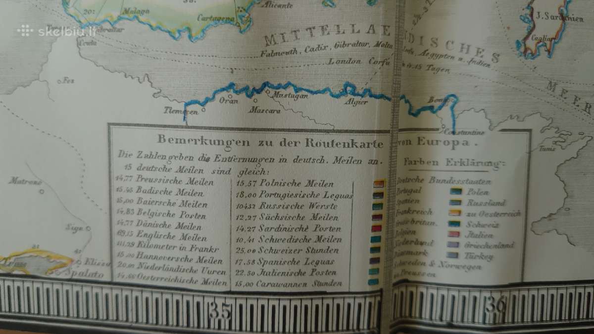 Vokietijos paštų ir kelių žemėlapis 1841 m. - nuotraukos Nr. 6